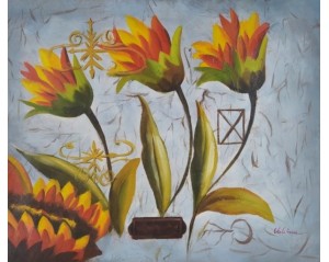 Λουλούδια, Λάδι σε μουσαμά τελαρωμένο 50Χ60cm 