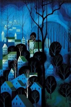 Eyvind Earle με τίτλο "Midnight Blue" Εκτύπωση έργο τέχνης σε κάμβα τελαρωμένο κάθετο 40Χ60εκ 