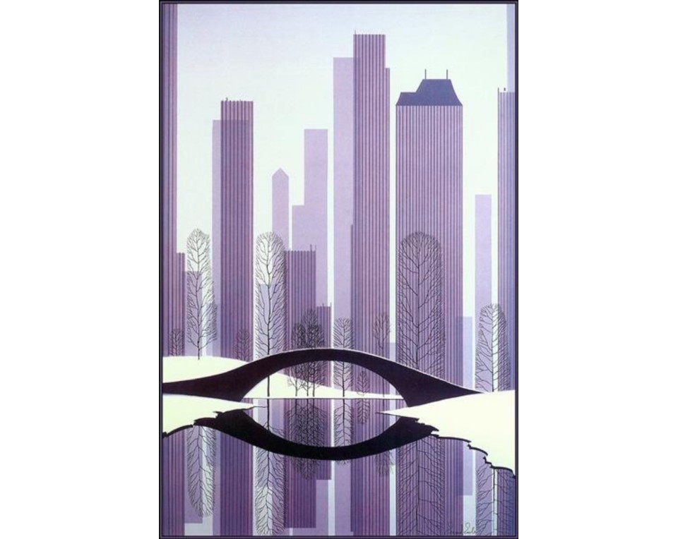 "Central Park" του Eyvind Earle. Εκτύπωση έργο τέχνης σε κάμβα τελαρωμένο κάθετο 40Χ60εκ 