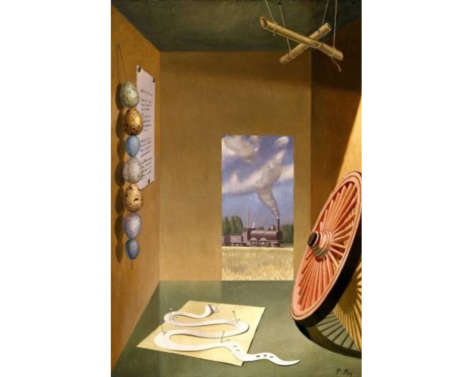 "A Naturalist's Study" (Το Εργαστήρι ενός Φυσιοδίφη) του Γάλλου σουρεαλιστή ζωγράφου Pierre Roy, Εκτύπωση έργο τέχνης σε κάμβα τελαρωμένο κάθετο 40Χ60εκ 