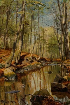 Peder Mørk Mønsted με τίτλο «Wooded River Landscape» Εκτύπωση έργο τέχνης σε κάμβα τελαρωμένο κάθετο 40Χ60εκ 