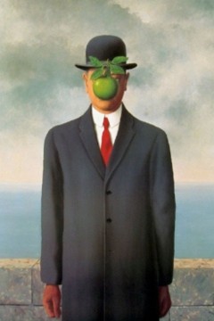 "Γιος του Ανθρώπου" (The Son of Man), ένα από τα πιο γνωστά έργα του Βέλγου σουρεαλιστή ζωγράφου Ρενέ Μαγκρίτ. Εκτύπωση έργο τέχνης σε κάμβα τελαρωμένο κάθετο 40Χ60εκ 