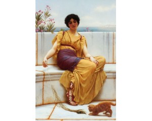 «Idleness» (Οκνηρία) του Άγγλου ζωγράφου John William Godward,. Εκτύπωση έργο τέχνης σε κάμβα τελαρωμένο κάθετο 40Χ60εκ 