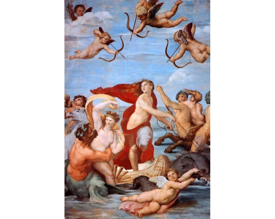 ο Θρίαμβος της Γαλάτειας (The Triumph of Galatea), μία νωπογραφία του Ιταλού ζωγράφου της Αναγέννησης, Ραφαήλ. Εκτύπωση έργο τέχνης σε κάμβα τελαρωμένο κάθετο 40Χ60εκ 