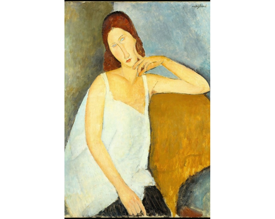 «Πορτρέτο της Ζαν Εμπιτέρν» (Portrait of Jeanne Hébuterne), ένας πίνακας του Ιταλού καλλιτέχνη Αμεντέο Μοντιλιάνι  Εκτύπωση έργο τέχνης σε κάμβα τελαρωμένο κάθετο 40Χ60εκ 