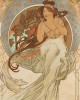  Αλφόνς Μούχα (Alphonse Mucha) έργο με τίτλο «Άνοιξη» (Spring), Εκτύπωση έργο τέχνης σε κάμβα τελαρωμένο κάθετο 40Χ60εκ 