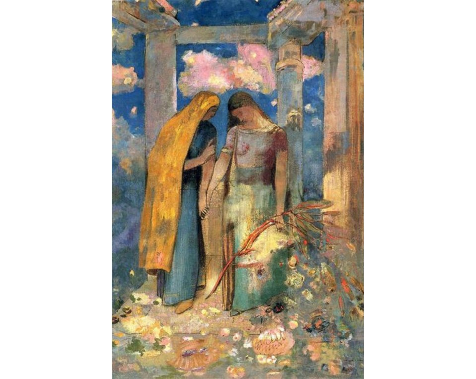 Τίτλος: Μυστική Συνομιλία" (Mystical Conversation) Καλλιτέχνης: Οντιλόν Ρεντόν (Odilon Redon) Εκτύπωση έργο τέχνης σε κάμβα τελαρωμένο κάθετο 40Χ60εκ 