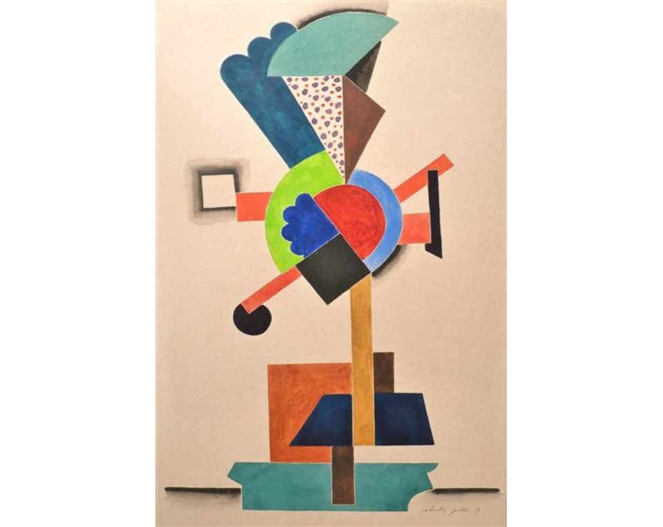 "Composition cubiste" (Κυβιστική Σύνθεση), ένα έργο του 1917 του Γάλλου ζωγράφου Auguste Herbin. Εκτύπωση έργο τέχνης σε κάμβα τελαρωμένο κάθετο 40Χ60εκ 