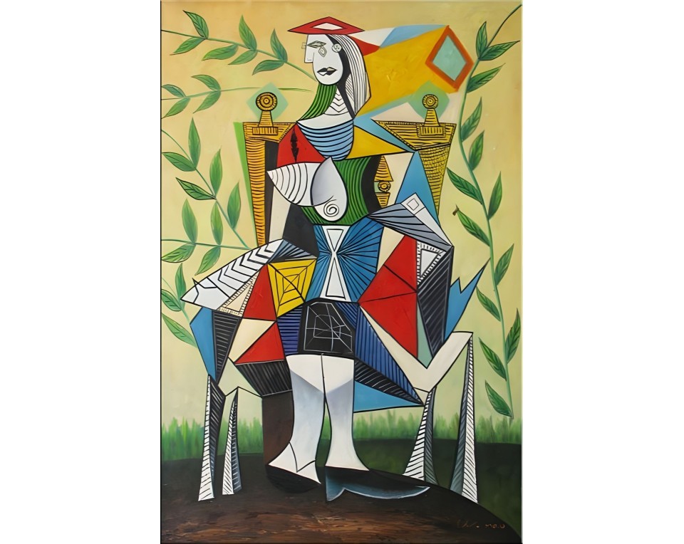  Πάμπλο Πικάσο «Καθιστή Γυναίκα σε Κήπο» (Seated Woman in a Garden). Εκτύπωση έργο τέχνης σε κάμβα τελαρωμένο κάθετο 40Χ60εκ 