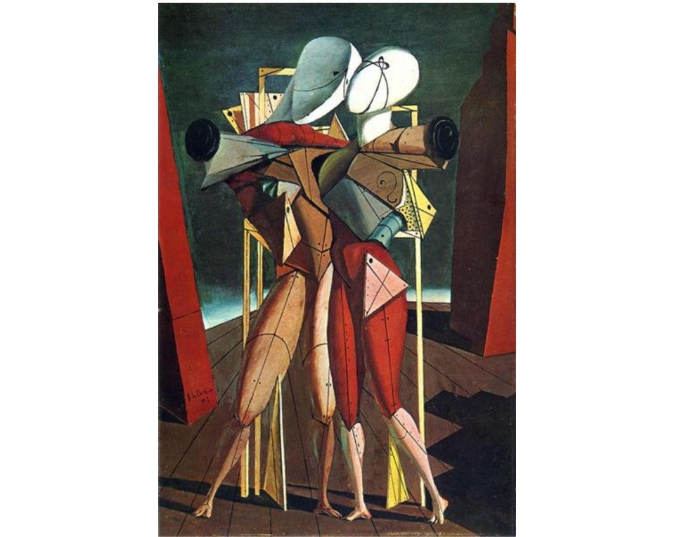 "Έκτορας και Ανδρομάχη" ("Hector and Andromache") Τζόρτζιο ντε Κίρικο (Giorgio de Chirico). Εκτύπωση έργο τέχνης σε κάμβα τελαρωμένο κάθετο 40Χ60εκ 