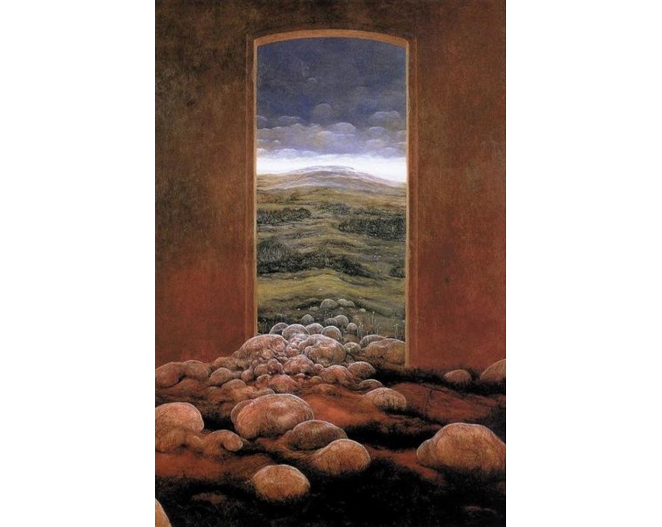 Zdzisław Beksiński Εκτύπωση έργο τέχνης σε κάμβα τελαρωμένο κάθετο 40Χ60εκ 