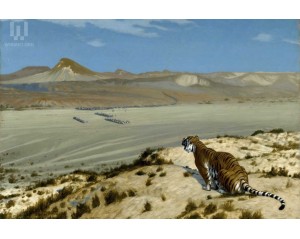  "Τίγρης σε Παρακολούθηση" (Tiger on the Watch) του Γάλλου καλλιτέχνη Ζαν-Λεόν Ζερόμ (Jean-Léon Gérôme).  Εκτύπωση έργο τέχνης σε κάμβα τελαρωμένο οριζόντιο 40Χ60εκ 