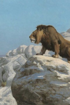 Ζαν-Λεόν Ζερόμ (Jean-Léon Gérôme) με τίτλο "Λιοντάρι σε Παρακολούθηση" ή "Lion on the Watch".  Εκτύπωση έργο τέχνης σε κάμβα τελαρωμένο οριζόντιο 40Χ60εκ 