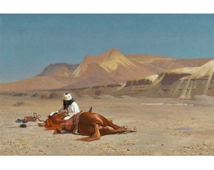 Ζαν-Λεόν Ζερόμ (Jean-Léon Gérôme) με τίτλο "Ο Αναβάτης και το Άλογό του στην Έρημο" (Rider and his Steed in the Desert), Εκτύπωση έργο τέχνης σε κάμβα τελαρωμένο οριζόντιο 40Χ60εκ 