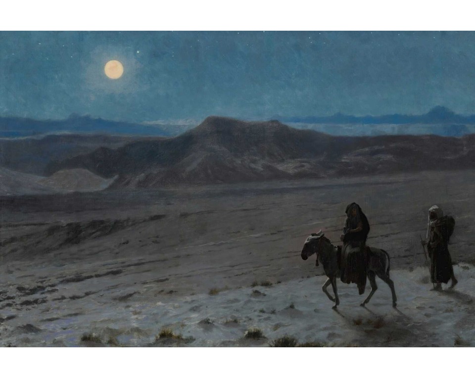 Ζαν-Λεόν Ζερόμ (Jean-Léon Gérôme) με τίτλο "Η Φυγή στην Αίγυπτο (Νύχτα)" Εκτύπωση έργο τέχνης σε κάμβα τελαρωμένο οριζόντιο 40Χ60εκ 